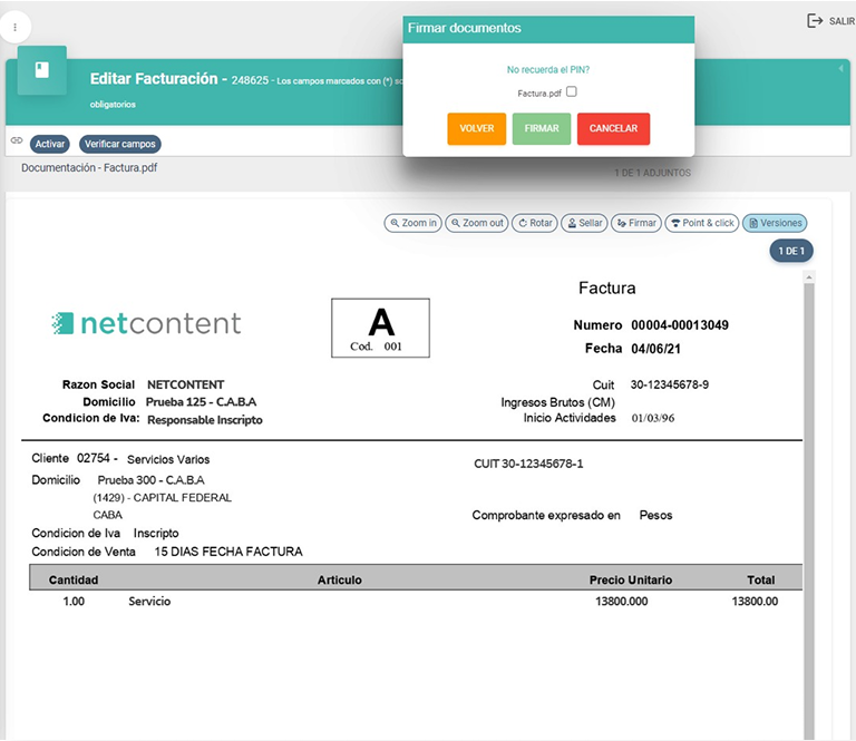 Selección del tipo de firma