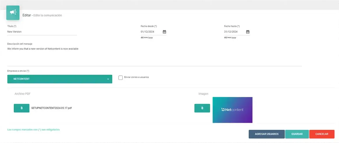 Interfaz de Sección de Comunicaciones